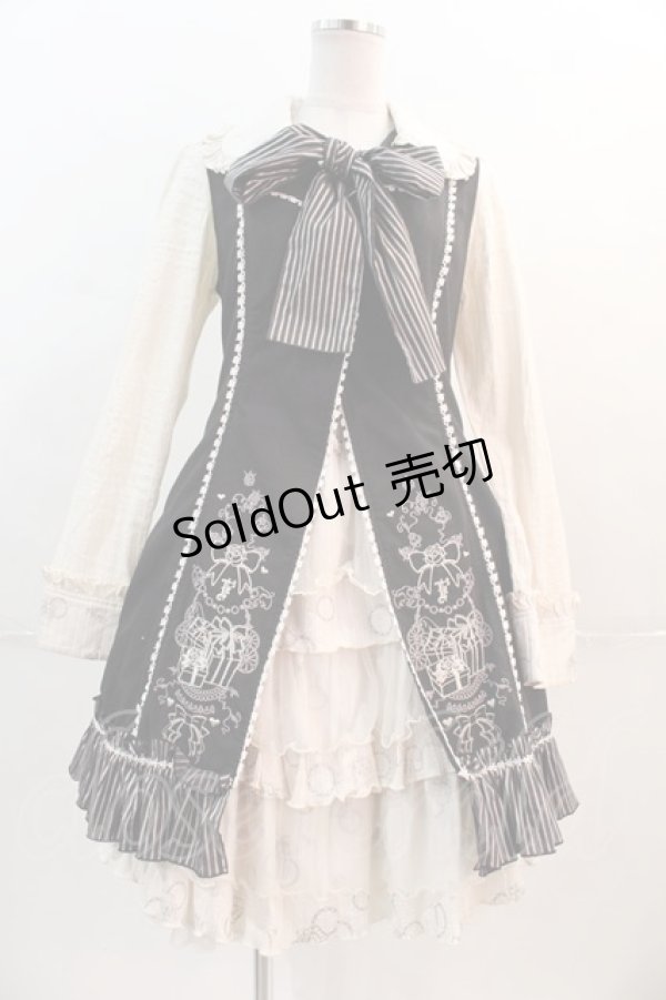 画像1: FRILL / プレゼントボックス刺繍重ね着デザインワンピース  黒Ｘ生成 I-24-12-20-077-HN-OP-HD-ZI (1)