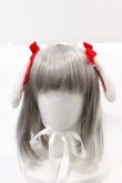 画像1: Angelic Pretty / ロップイヤーBunnyヘッドドレス  白Ｘ赤 I-25-01-05-104-AP-AC-HD-ZI (1)