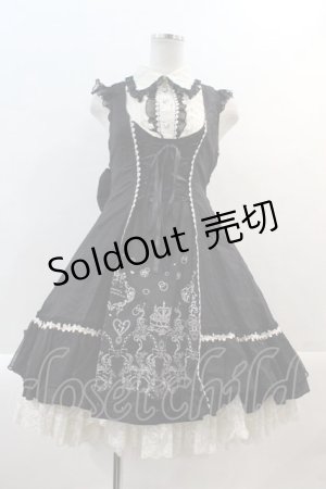 画像: FRILL / ケーキ&リボン刺繍ノースリーブワンピース  黒Ｘアイボリー I-25-01-21-051-HN-OP-HD-ZI