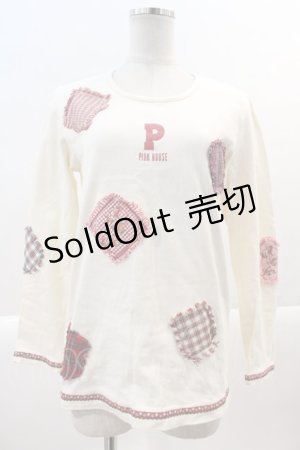 画像: PINK HOUSE / 刺繍パッチワーク&ロゴpt長袖Tシャツ M アイボリー I-25-01-26-009-LO-TS-HD-ZI