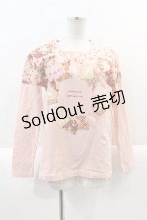 画像: PINK HOUSE / イチゴリース柄切替長袖Tシャツ L ピンク I-25-02-04-090-LO-TS-HD-ZI