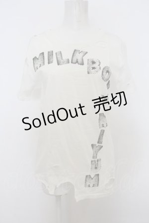 画像: MILKBOY / ビスケットロゴダメージTシャツ  ホワイト O-23-12-21-095-MB-TO-IG-ZT355