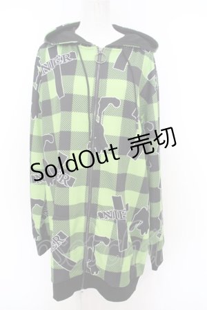 画像: NieR Clothing / クロスpt CHECKERED パーカー  ライトグリーン O-23-12-28-009-PU-TO-IG-ZT367