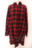 画像1: NieR Clothing /バックプリントチェックロングシャツ  黒×赤 O-24-05-30-1138-PU-BL-KB-OS (1)