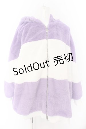 画像: NieR Clothing / BICOLORふわもこZIP OUTER F パープルｘホワイト O-24-05-30-1139-PU-JA-YM-ZT-C016