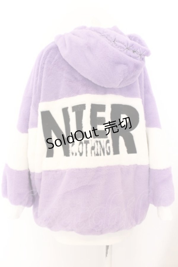 画像2: NieR Clothing / BICOLORふわもこZIP OUTER F パープルｘホワイト O-24-05-30-1139-PU-JA-YM-ZT-C016 (2)