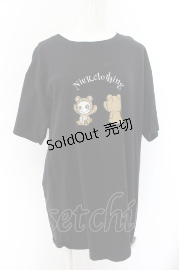 画像1: NieR Clothing / くまNieRTシャツ XL ブラック O-24-05-30-1161-PU-TO-OW-OS (1)