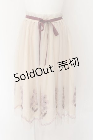 画像: an another angelus / ネモフィラ刺繍チュールスカート  アイボリー O-24-06-27-116-CA-SK-IG-OS