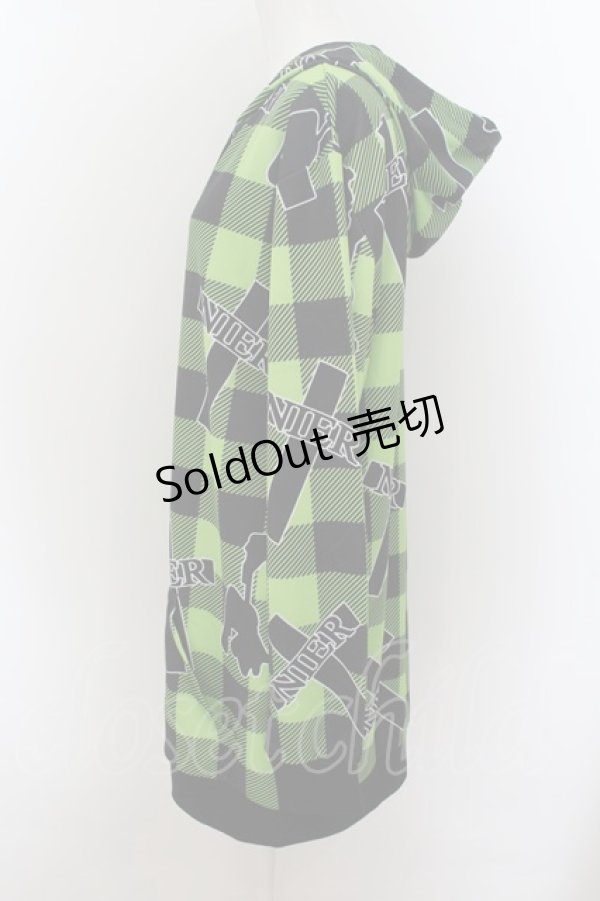 画像2: NieR Clothing / クロスpt CHECKERED パーカー  ライトグリーン O-24-07-08-1033-PU-TO-IG-OS-B (2)