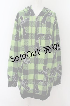 画像: NieR Clothing / クロスpt CHECKERED パーカー  ライトグリーン O-24-07-08-1033-PU-TO-IG-OS-B