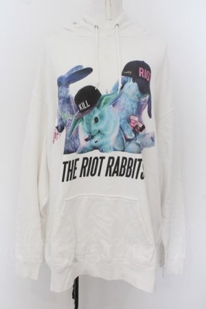 画像: MILKBOY / THE RIOT RABBITS HOODIE  ホワイト O-24-07-16-002-MB-TO-YM-OS