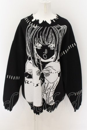 画像: REFLEM / REFLEM×DEATH NOTE ダメージニットソー(弥 海砂)  ブラック×ホワイト O-24-07-20-038-PU-TO-IG-OS