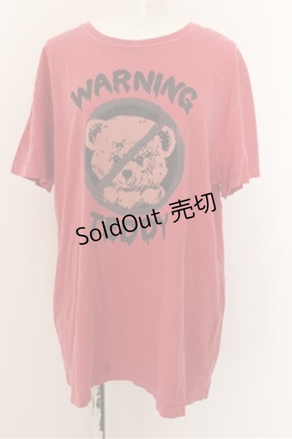 画像1: Candy Stripper / WARNING TEDDY TEE 4 レッド O-24-07-29-4069-PU-TO-IG-ZT230 (1)