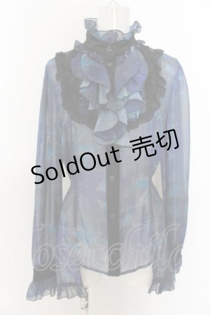 画像: h.NAOTO / Blue Rose Ruffle Blouse  ブルー×ブラック O-24-07-31-150-HN-BL-IG-OS