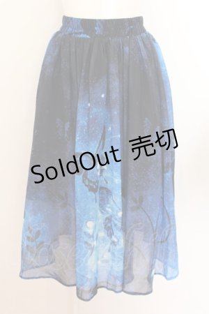 画像: NieR Clothing /UE BUTTERFLY SHEER SKIRT【裏地付き】 F ブルー×ブラック O-24-08-10-008-PU-SK-IG-OS