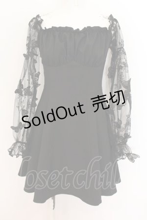 画像: DARK IN LOVE / Gothic sexy off-shoulder lacey sleeves dress S ブラック O-24-08-10-004-PU-OP-IG-OS