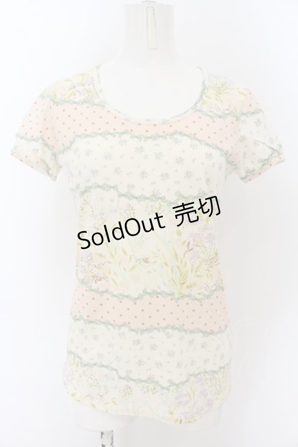 画像1: Franche Lippee / UTコラボ リボンドット柄 グラフィックT M アイボリー×薄ピンク O-24-08-14-017-LO-TS-IG-OS (1)