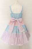 画像4: Angelic Pretty / ギンガム配色肩リボンジャンパースカート  サックス×ピンク×ラベンダー O-24-08-17-037-AP-OP-OW-OS (4)