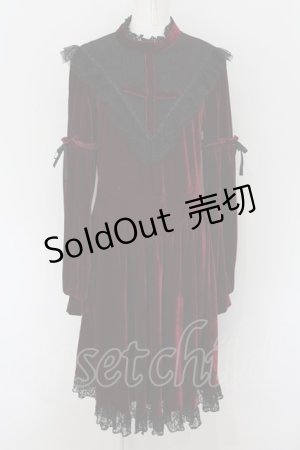 画像: DARK IN LOVE / Gothic ghost blood cross velvet dress　ワンピース XL ボルドー O-24-08-17-058-PU-OP-OW-OS