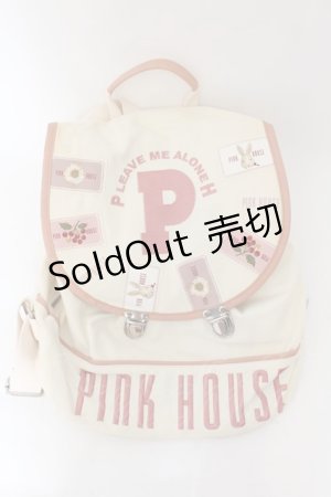 画像: PINK HOUSE / ロゴ＆ネーム使いリュックサック  アイボリ-×ピンク O-24-08-19-084-LO-BG-IG-OS