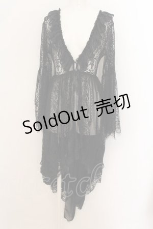 画像: MR corset / ロングレースカーディガン  ブラック O-24-08-19-022-PU-TO-IG-OS