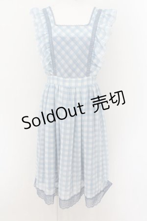 画像: axes femme POETIQUE / チェックシフォンエプロンワンピース M サックス O-24-08-24-020-AX-OP-OW-OS