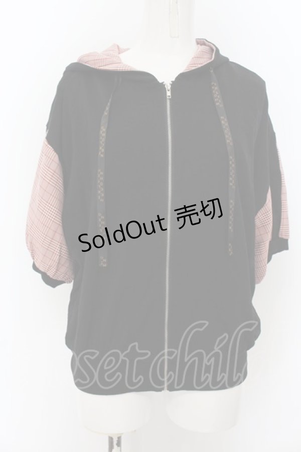 画像1: NieR Clothing / 半袖 FRONT ZIP　パーカー  ブラック O-24-08-28-053-PU-TS-OW-OS (1)