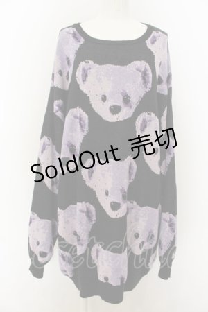 画像: TRAVAS TOKYO / BEAR FACES総柄ジャガードプルオーバーニット F ブラック O-24-08-28-056-PU-TO-OW-OS