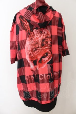 画像: NieR Clothing / BACK RABBIT CHECKERED ZIP PARKA【RED PINK】パーカ  レッド O-24-08-28-063-PU-TO-OW-OS