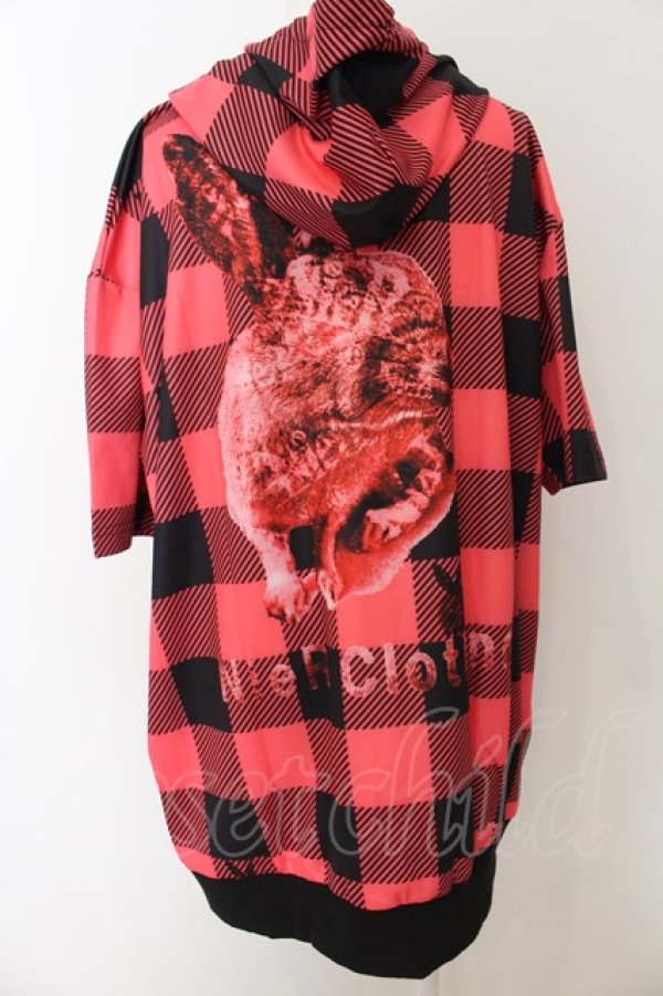 画像1: NieR Clothing / BACK RABBIT CHECKERED ZIP PARKA【RED PINK】パーカ  レッド O-24-08-28-063-PU-TO-OW-OS (1)