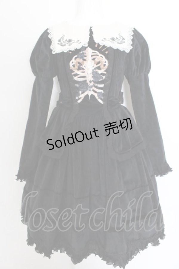 画像1: LingXi / Ivy embroidery Velvet dress　ワンピース M クロ O-24-09-06-010-LO-OP-OW-OS (1)