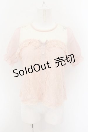 画像: axes femme POETIQUE / レーシービスチェ切替ブラウス M アワピンク O-24-09-07-007-AX-BL-SZ-OS