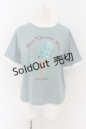 画像: axes femme / チョコミントプリントTシャツ F ミント O-24-09-10-060-AX-TO-IG-OS