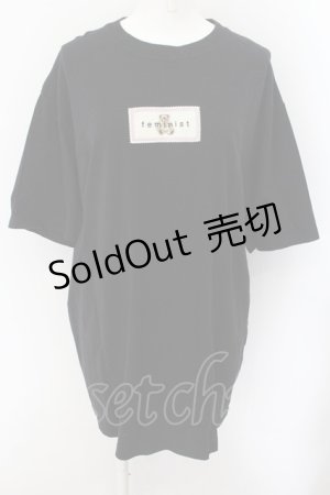 画像: merry jenny / feminist Teddy Tシャツ F クロ O-24-09-19-042-LO-TO-OW-OS