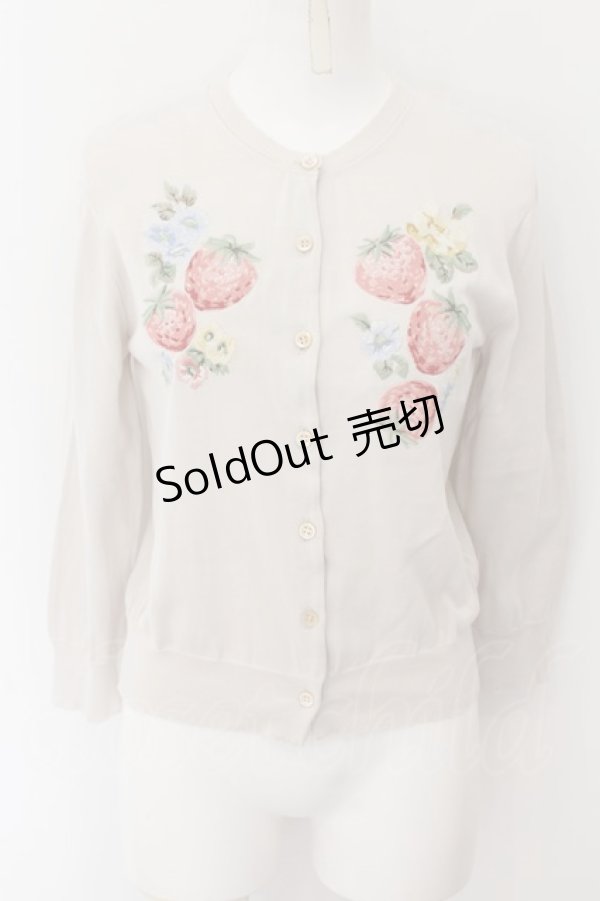 画像1: Jane Marple Dans Le Saｌon / Strawberry embroidery cardigan M アイボリー O-24-09-19-092-JM-TO-IG-OS (1)