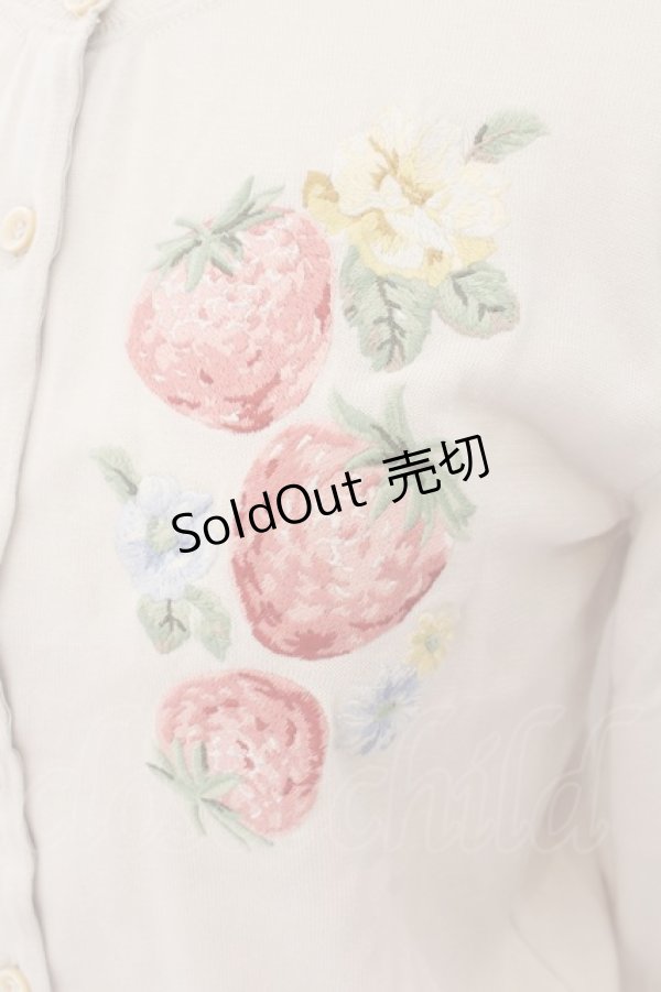 画像2: Jane Marple Dans Le Saｌon / Strawberry embroidery cardigan M アイボリー O-24-09-19-092-JM-TO-IG-OS (2)