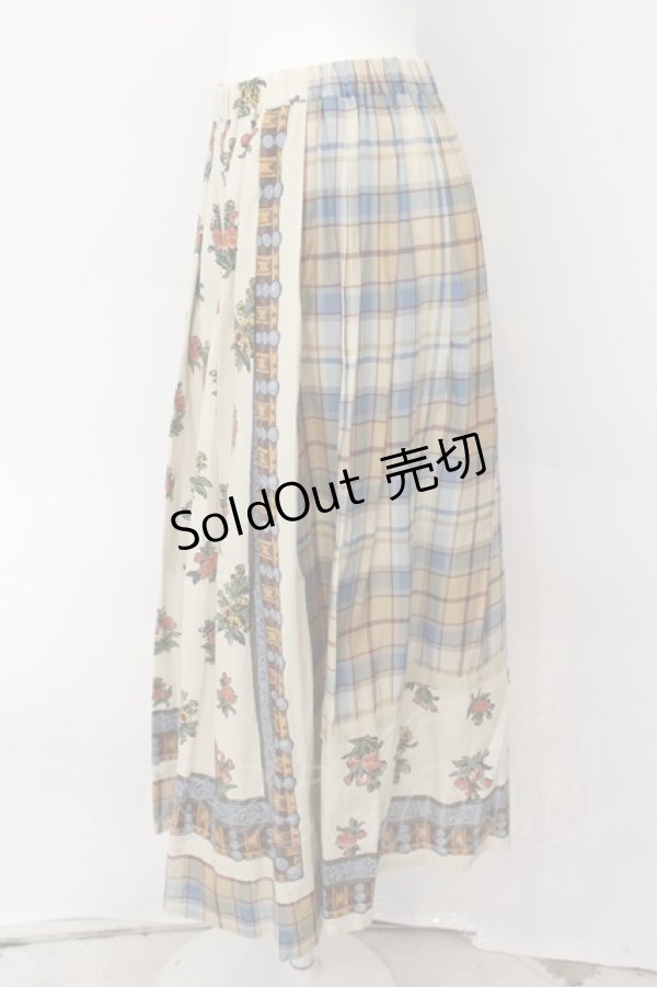 画像2: Jane Marple Dans Le Saｌon / Flowers of Jouy scarf Tartan check タックスカート M アイボリー O-24-09-19-094-JM-SK-IG-OS (2)