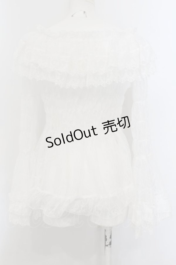 画像3: ATELIER PIERROT / Shirring Princess Sleeve Blouse-Lace-  ホワイト O-24-09-25-074-EL-BL-OW-OS (3)