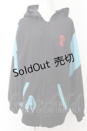 画像: NieR Clothing / ダブルフードCYBER ZIP OUTER F ブラック×グリーン O-24-09-29-136-PU-JA-OW-ZT332