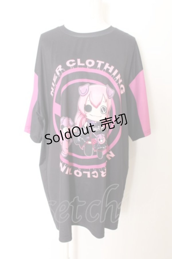 画像1: NieR Clothing / 巡音ルカ×ちゃむちゃむBIG CUTSEW F ブラック×濃ピンク O-24-09-29-138-PU-TO-OW-OS (1)