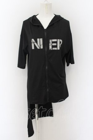 画像: NieR Clothing / アシメZIPパーカー  ブラック O-24-09-30-008-PU-TO-IG-ZT303