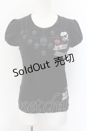 画像: MAD / スカルチェーンプリントTシャツ MEDIUM ブラック×レッド O-24-10-07-012-PU-TS-IG-OS