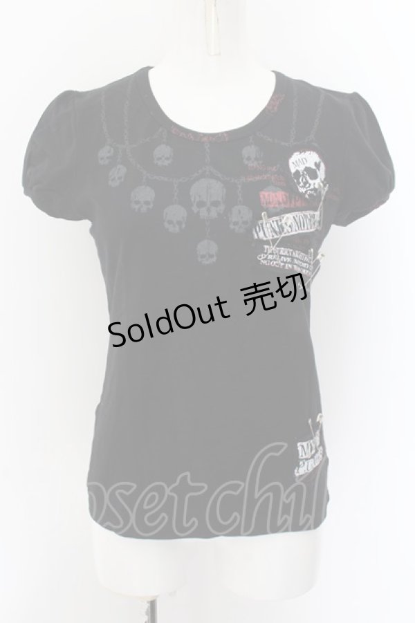 画像1: MAD / スカルチェーンプリントTシャツ MEDIUM ブラック×レッド O-24-10-07-012-PU-TS-IG-OS (1)