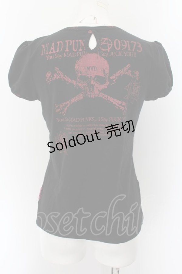 画像3: MAD / スカルチェーンプリントTシャツ MEDIUM ブラック×レッド O-24-10-07-012-PU-TS-IG-OS (3)