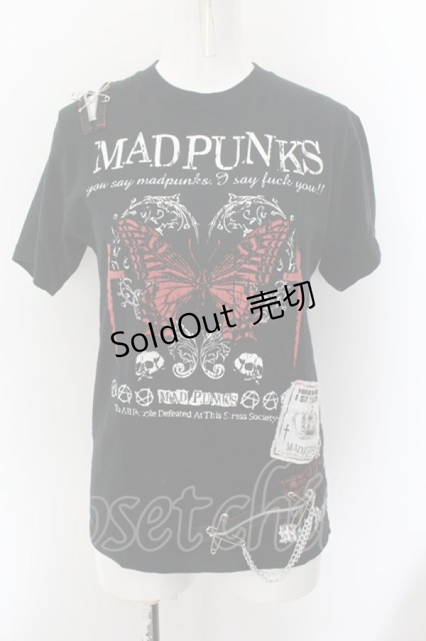 画像1: MAD / バタフライプリントTシャツ LARGE ブラック×レッド O-24-10-07-014-PU-TS-IG-OS (1)