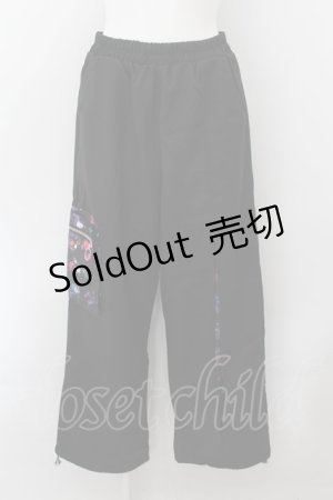 画像: NieR Clothing / 5POCKETワイドパンツ F ブラック×マルチカラー O-24-10-08-003-PU-PA-OW-OS