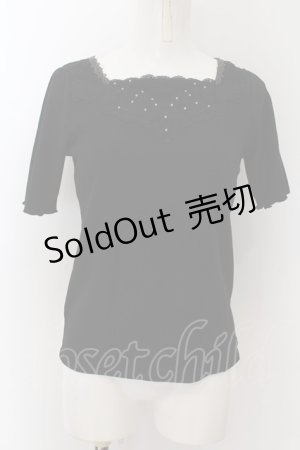 画像: axes femme / レース配色テレコTシャツ  クロ O-24-10-11-105-AX-TO-IG-OS