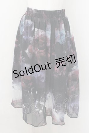 画像: NieR Clothing / ARTISTIC ROSE SHEER SKIRT【裏地付き】スカート  ブラック×ワイン系 O-24-10-22-055-PU-SK-IG-ZI