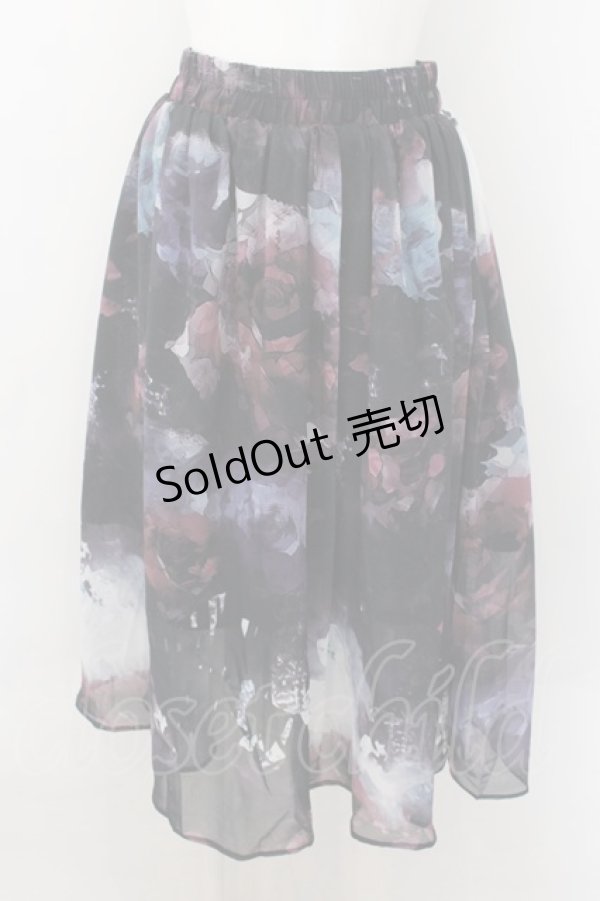 画像1: NieR Clothing / ARTISTIC ROSE SHEER SKIRT【裏地付き】スカート  ブラック×ワイン系 O-24-10-22-055-PU-SK-IG-ZI (1)