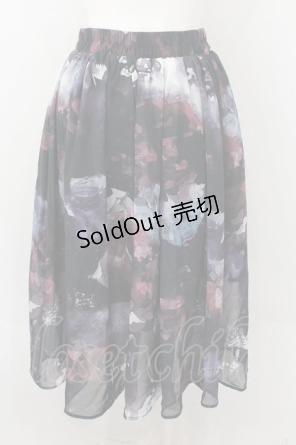 画像2: NieR Clothing / ARTISTIC ROSE SHEER SKIRT【裏地付き】スカート  ブラック×ワイン系 O-24-10-22-055-PU-SK-IG-ZI (2)